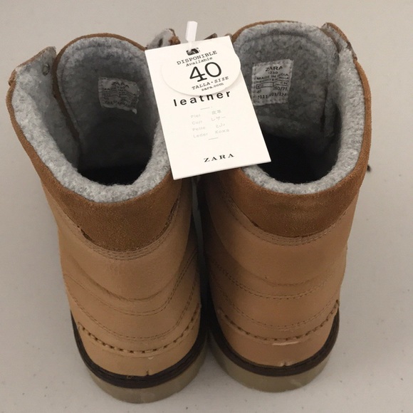 NWT ZARA KIDโS LEATHER BROWN BOOTS EU 40 ZIPPER - Picture 4 of 8